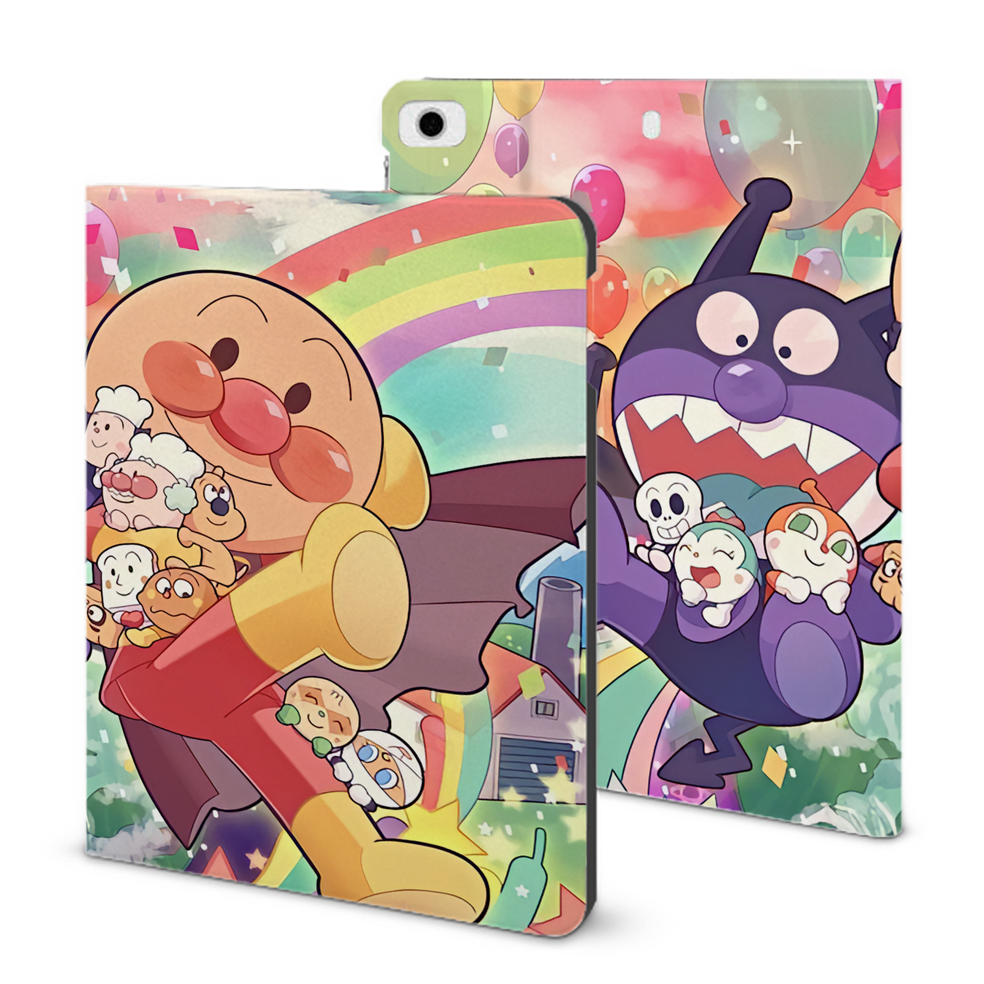 （画像用） アンパンマン Anpanman IPad ケース ブック型 PUレザー TPU 耐衝撃 軽量 薄型 ペン収納なし 全面保護 IPad 各モデル対応